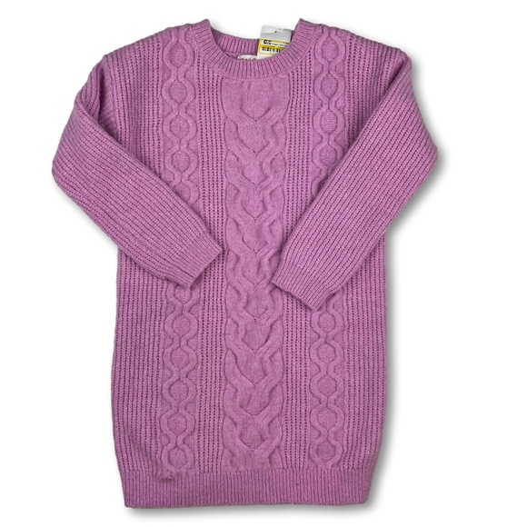 Cat & Jack Toddler Girls Cable Knit Sweater Dress – Pink Long Sleeve - Picture 1 of 3